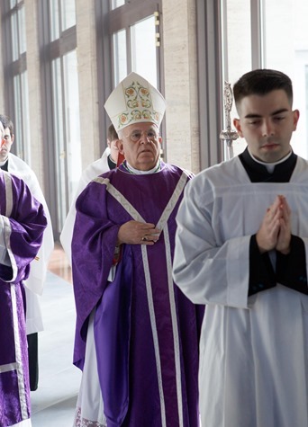 Cardinal Sean P.  Oâ€™Malley and celebrates Sunday Mass with other American Cardinals and  Archbishop Joseph Augustine Di Noia, O.P. at the Pontifical North American College March 3, 2013. <br /> During the Mass about 50 seminarians â€”  including those from the Dioceses of Fall River and Worcester â€” received the order of acolyte, one of the steps in advancing towards the priesthood.<br /> Pilot photo/ Gregory L. Tracy<br /> 