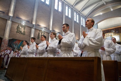 Cardinal Sean P.  Oâ€™Malley and celebrates Sunday Mass with other American Cardinals and  Archbishop Joseph Augustine Di Noia, O.P. at the Pontifical North American College March 3, 2013. <br /> During the Mass about 50 seminarians â€”  including those from the Dioceses of Fall River and Worcester â€” received the order of acolyte, one of the steps in advancing towards the priesthood.<br /> Pilot photo/ Gregory L. Tracy<br /> 