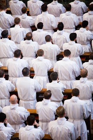 Cardinal Sean P.  Oâ€™Malley and celebrates Sunday Mass with other American Cardinals and  Archbishop Joseph Augustine Di Noia, O.P. at the Pontifical North American College March 3, 2013. <br /> During the Mass about 50 seminarians â€”  including those from the Dioceses of Fall River and Worcester â€” received the order of acolyte, one of the steps in advancing towards the priesthood.<br /> Pilot photo/ Gregory L. Tracy<br /> 