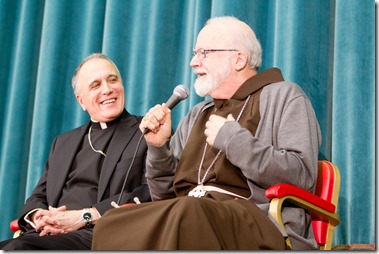 Galveston â€“ Houston Cardinal Daniel DiNardo and Boston Cardinal Sean O'Malley answer questions for the media at the Pontifical North American College March 5, 2013. Pilot photo by Gregory L. Tracy