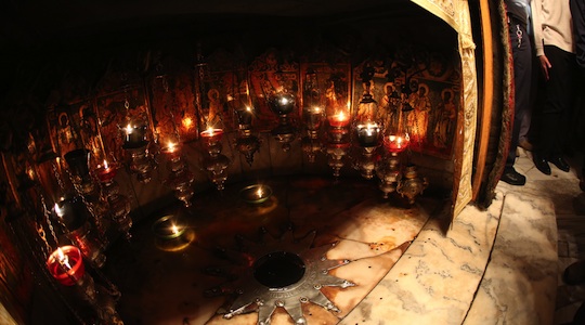 The silver star marks the exact spot of the Birth of Christ inside the Basilica of the Nativity. (George Martell/TheGoodCatholicLife.com)